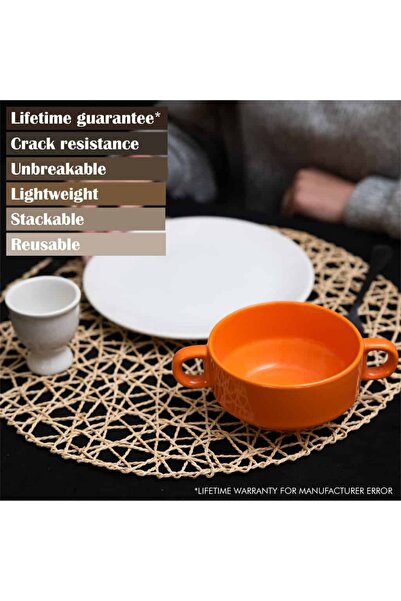 Cesiro Set mic dejun, 3 piese, pentru o persoana, Cesiro, Alb/Portocaliu