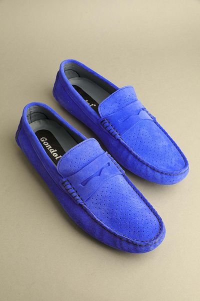 Gondol Loafer clasic pentru bărbați din piele naturală Saks Blue Suede 43 ttx.261