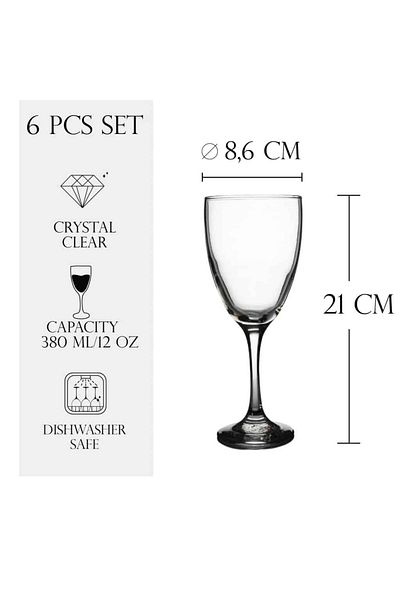 Cesiro Set of 6 glass stemmed glasses, 380 ml, Cesiro