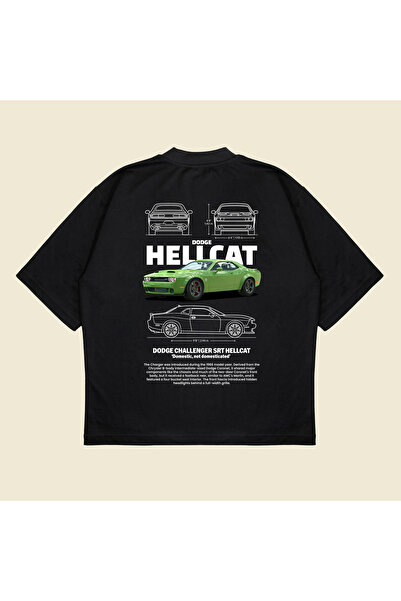 PURE POWER Dodge Hellcat cu imprimeu supradimensionat Bumbac unisex cu țesătură groasă respirabilă tricou
