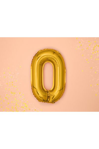 MAXEE STORE Maxee birthday balloon, number 0, foil, gold, 40 cm