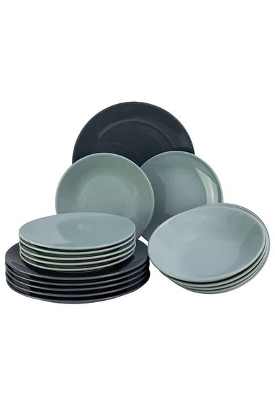Cesiro 18-piece plate set, for 6 people, Silver Gray, Cesiro, Gray