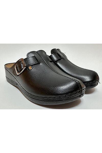 MULEX Leather Look Adjustable Buckle Closed Front (Without Holes) Home Street and Business Slippers