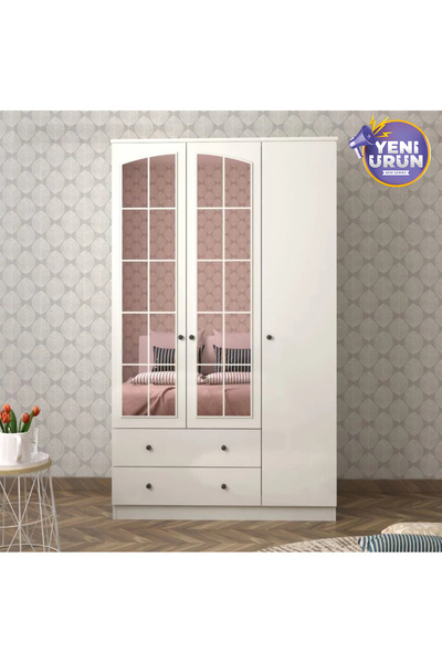 Rabi Rose 3 Kapak 2 Çekmece Aynalı Gardırop