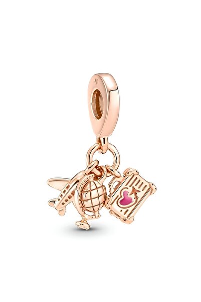 Lux Design 925 Ayar Gümüş Gümüş Uçak, Dünya, Bavul Pasaport Sallantılı Charm ...