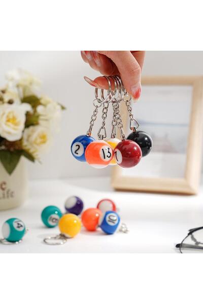 abnturk 1 Adet numarası restgele BüyükBoy Bilardo Topu Anahtarlık %100 Orijin...