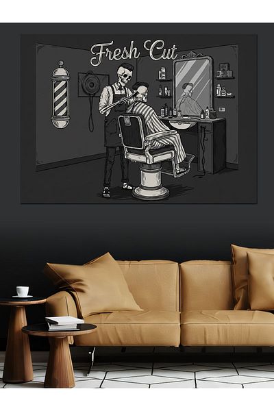 Tablomega Pânză Decorativă Retro Barber Shop - Lemn MDF