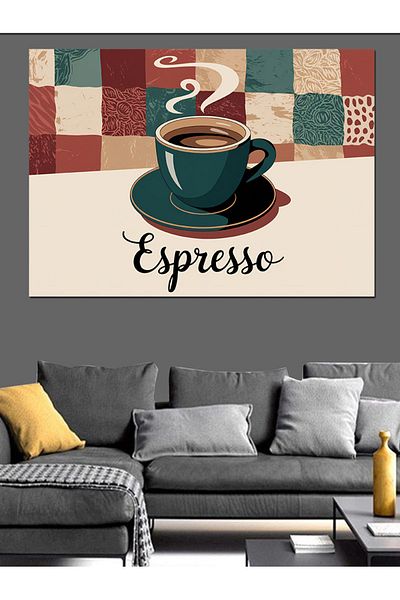 Tablomega Poster Cafea Espresso Pânză Decorativă - Lemn MDF Pictură