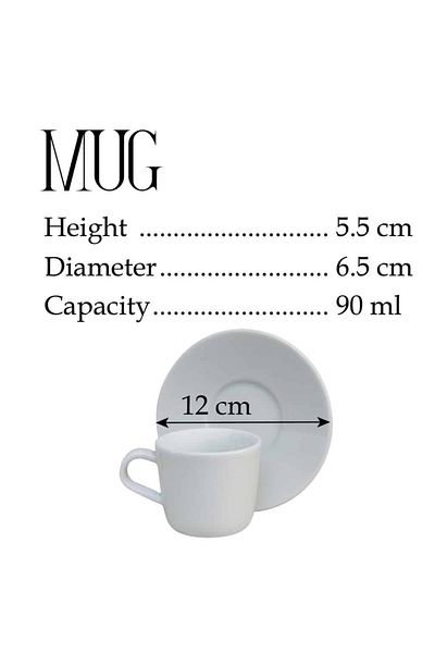 Cesiro Set 6 cesti expresso cu farfurie Design Italian Alba, 90 ml, Portelan