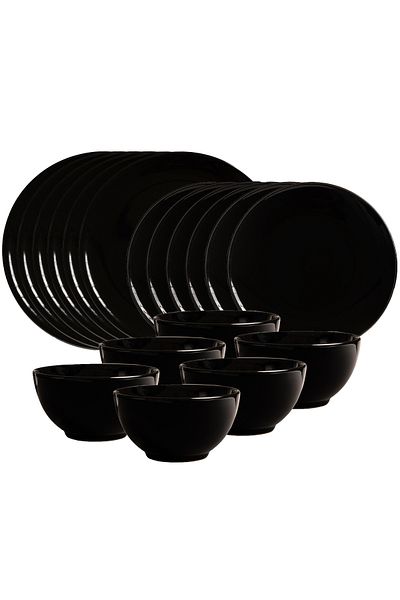 Cesiro 18-piece plate set, for 6 people, Abyss, Cesiro, Glossy Abyss Black