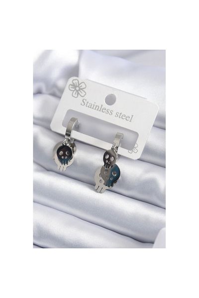 Skygo 316L Steel Silver - Dangle Skull Model Women's Earrings Tj-BKP7922
