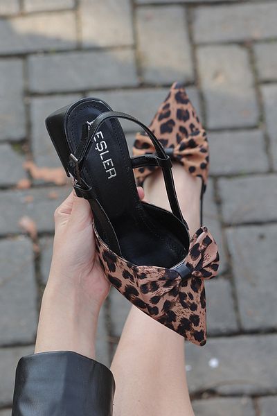 LEYDİ SHOES SANDALE ALYA NEGRE CU MODEL LEOPARD