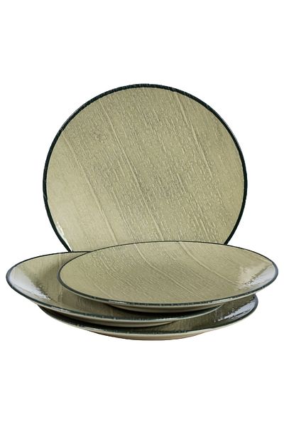 Cesiro Set of 4 dessert plates, 20 cm, Sand, Cesiro, Made in Romania, Ivory White with black rim