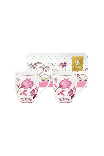 Pip Studio Set of 2 Mugs, Porcelain, Tulip Pink, 450 Ml, Jolie Collection