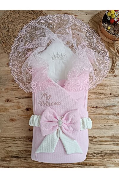 Tomuycuk بطانية طفلة وردية - قماط من الدانتيل، إصدار المستشفى، هدية لحديثي الولادة مصنوعة من القطن الطبيعي بنسبة 100%