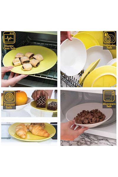 Cesiro 18-piece plate set, for 6 people, Summer, Cesiro, Arctic White/Yellow
