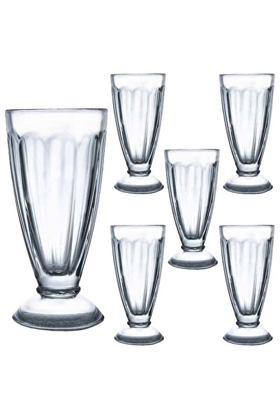 Cesiro Set 6 pahare cu picior mic din sticla de 340 ml