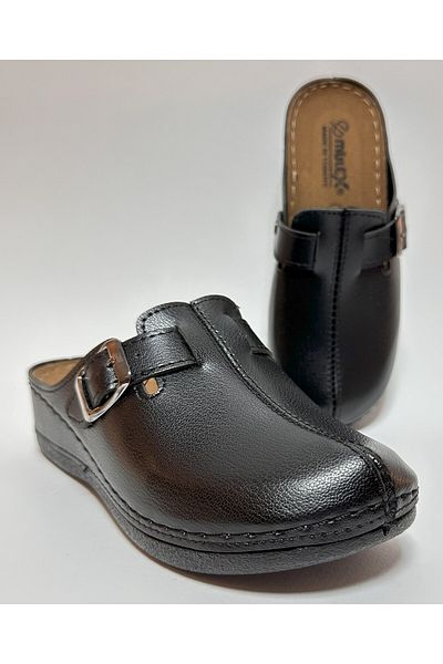 MULEX Leather Look Adjustable Buckle Closed Front (Without Holes) Home Street and Business Slippers