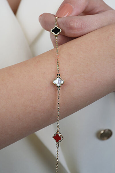 DİAMİNE PIRLANTA 14 Ayar Altın Renkli Sedef Yonca Bileklik