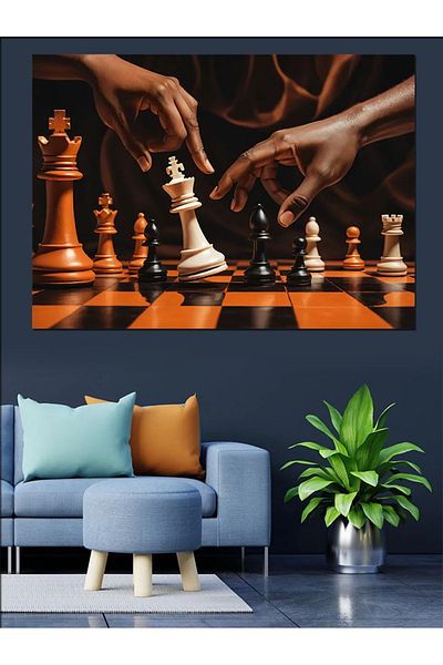 Tablomega Canvas Decorativ Art Chess Moves - MDF Lemn