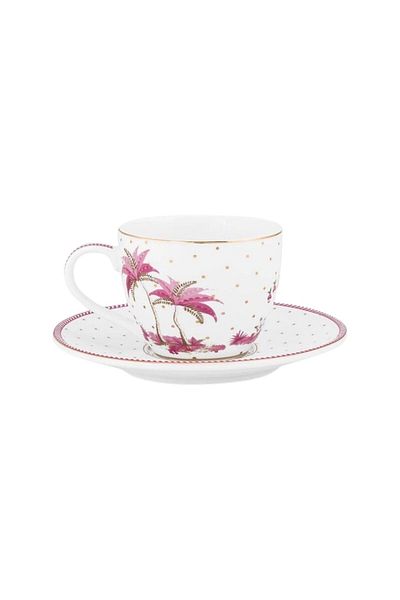 Pip Studio Cană espresso cu farfurioară, Pip Studio, Dots Gold Pink, 120 ml, colecția Jolie