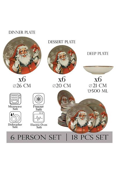 Cesiro 18-piece plate set, for 6 people, Santa Claus, Cesiro, Multicolor