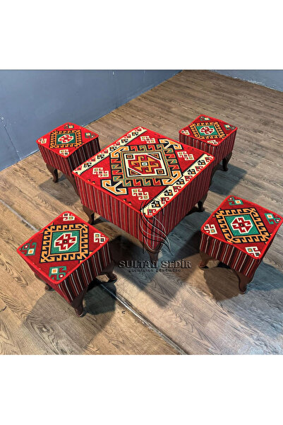 Sultan Sedir Otantik Yöresel Tabure Takımı – 1 Masa 4 Tabure
