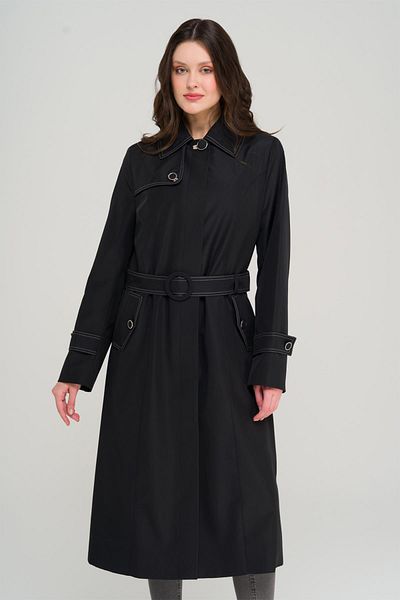 Olcay Shirt Collar Stitching Detailed Large Size Trench Coat Black 4300