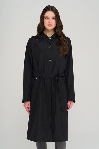 Olcay Shirt Collar Metal Accessory Large Size Trench Coat Black 4304