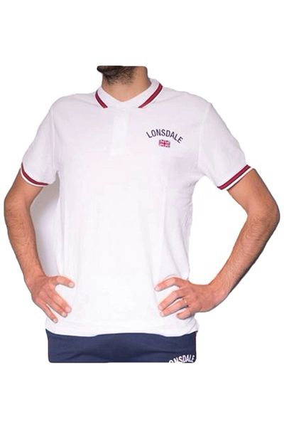 LONSDALE Tricou polo barbati Lonsdale, Alb, Marime L