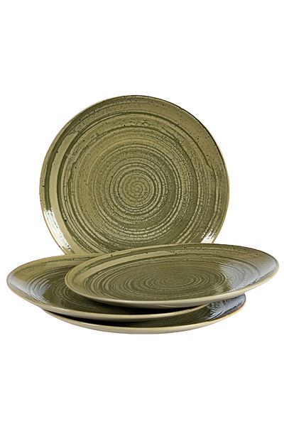 Cesiro Set of 4 wide plates, 26 cm, Sand, Cesiro, Ivory White and Greenish-gray