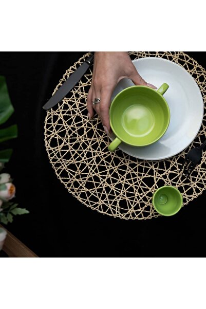 Cesiro Set mic dejun, 3 piese, pentru o persoana, Cesiro, Alb/Verde