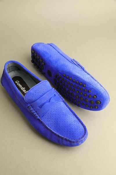 Gondol Loafer clasic pentru bărbați din piele naturală Saks Blue Suede 43 ttx.261