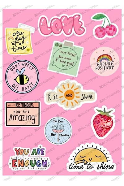 One Little Happiness Posıtıve Vıbes Stıcker Seti Defter Ajanda Planner Laptop...