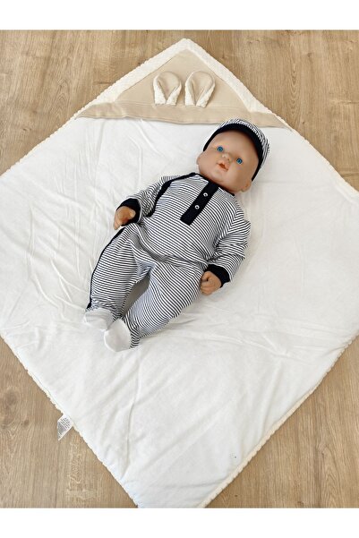 Tomuycuk Ecru Girl Boy Baby Blanket Winter 100% Cotton Outer Swaddle Newborn Hospital Outlet Cover