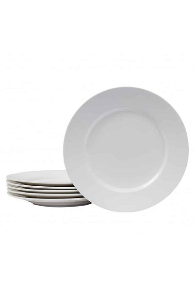 Cesiro Set of 6 white porcelain dinner plates, 27 cm