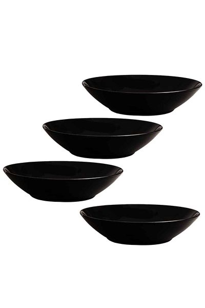 Cesiro Set of 4 deep plates, 21 cm, Glossy Black