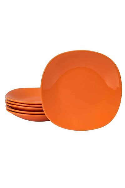Cesiro Set of 6 Orange deep plates, 22 cm