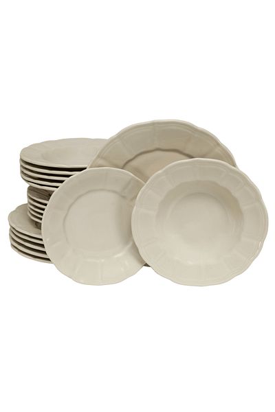 Cesiro 18-piece plate set, for 6 people, Ice, Cesiro, Light Cream