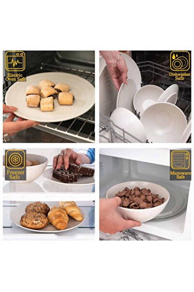 Cesiro Set farfurii 12 piese, pentru 4 persoane, Ivory, Cesiro, Alb Ivoire cu linii