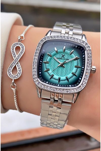 Daniel Klein Silver Colored Women's Wristwatch and Bracelet Gift