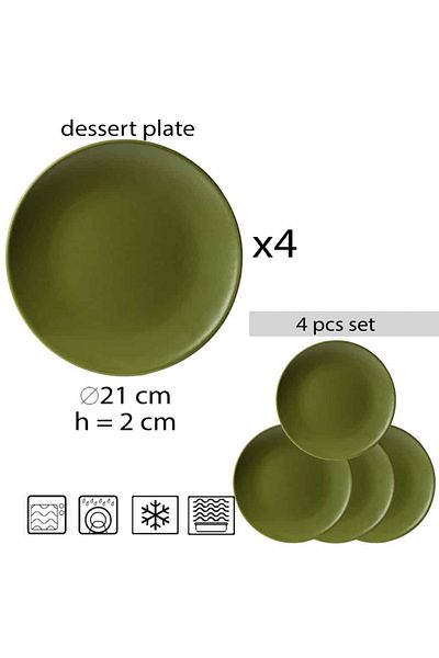 Cesiro Delights in Green: Set of 4 Dessert Plates
