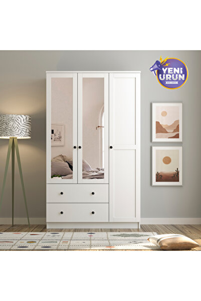 Rabi Side 3 Kapak 2 Çekmece Aynalı Gardırop