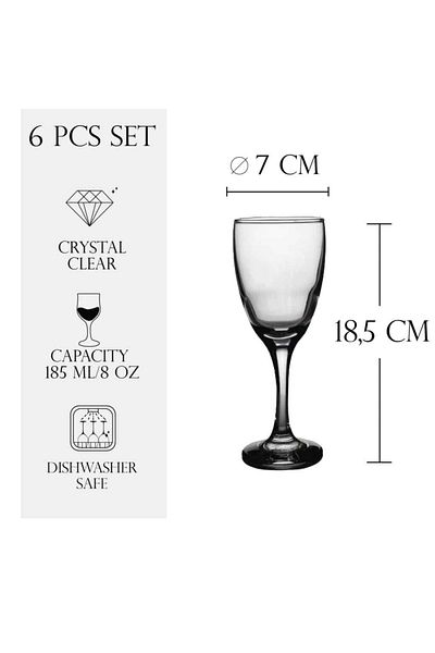 Cesiro Set of 6 glass stemmed glasses, 225 ml, Cesiro
