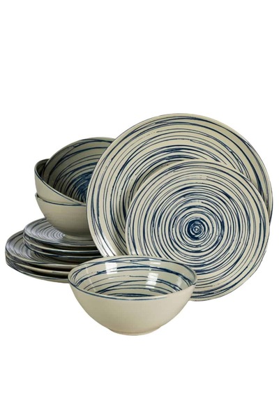 Cesiro 12-piece plate set, for 4 people, Maritim, Cesiro, Glossy Ivoire White...