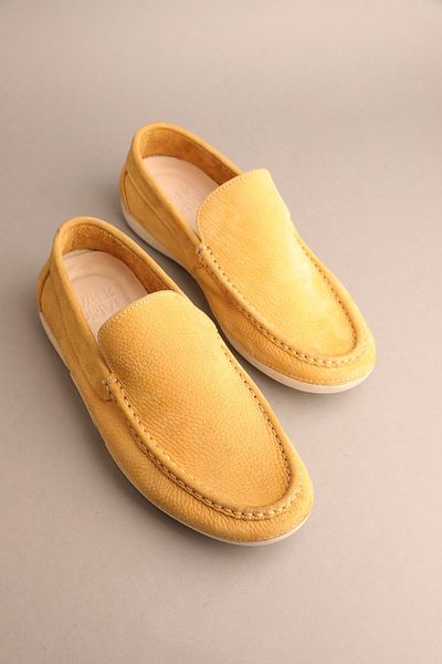 Gondol Men's Genuine Leather Classic Loafer Yellow 41 Model