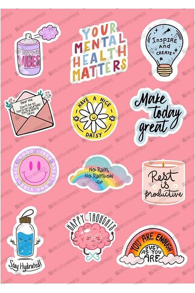 One Little Happiness مجموعة ملصقات الهاتف اللوحي Macbook Notebook - البنية التحتية لجدول الأعمال والكمبيوتر المحمول