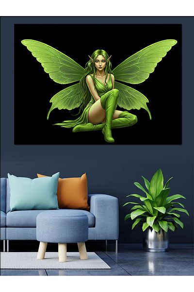 Tablomega Διακοσμητικός καμβάς Green Winged Fairy - Ξύλινος πίνακας MDF