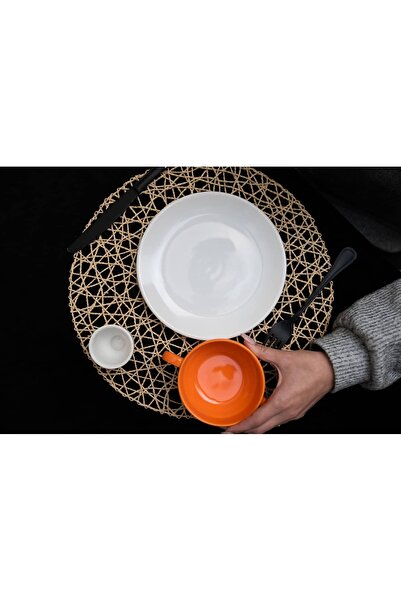 Cesiro Set mic dejun, 3 piese, pentru o persoana, Cesiro, Alb/Portocaliu