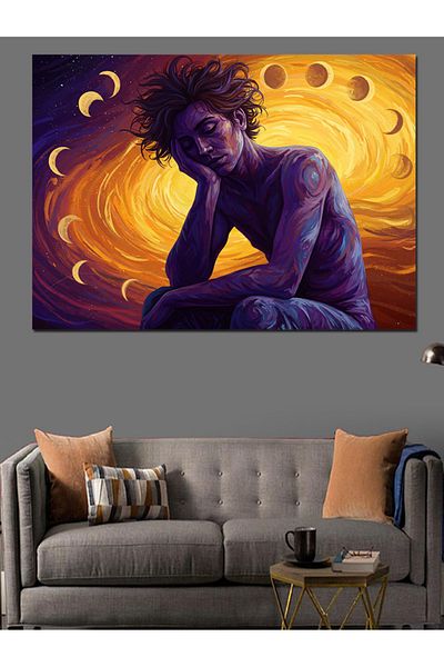 Tablomega Διακοσμητικός καμβάς Inside Flames Purple Man - Ξύλινος πίνακας MDF